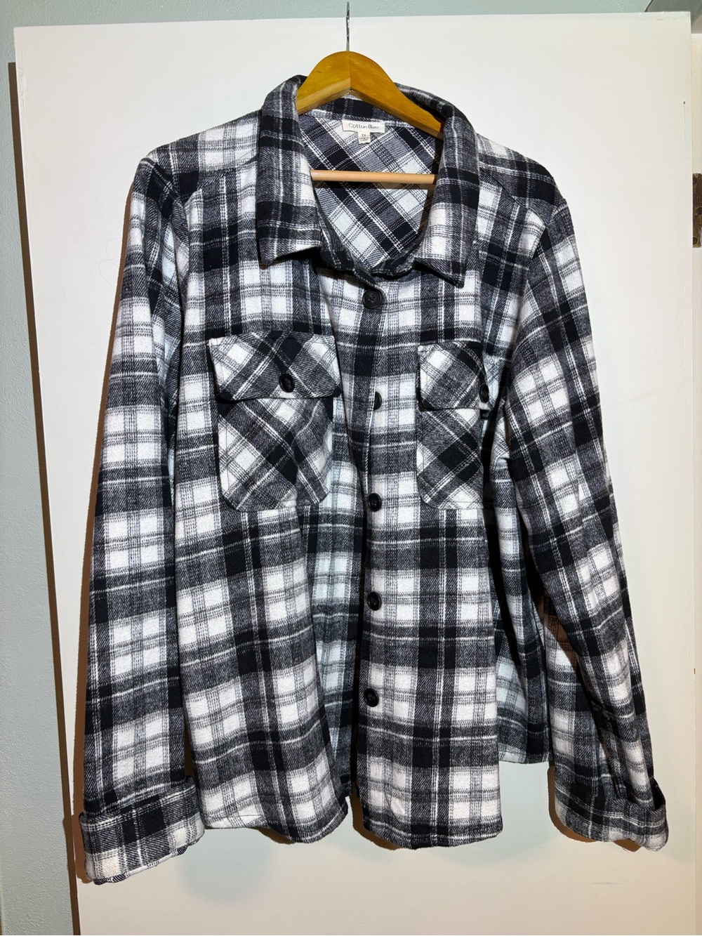 Code Bleu Black and White Plaid Shirt Jacket